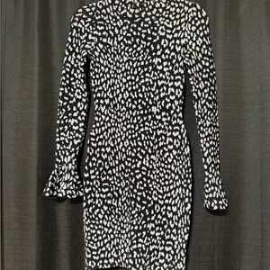 Black and White Bodycon Dress with Bell Sleeves